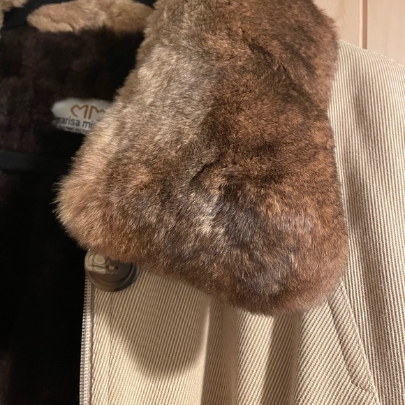 Marisa Minicucci Fur Trim Trench Coat Size 8 - Picture 7 of 12
